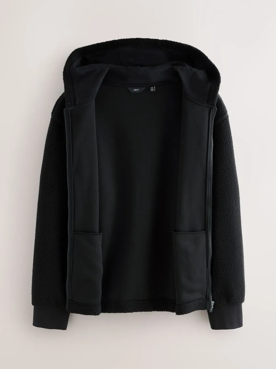 Zwart - Mat capuchon - Borg Fleece