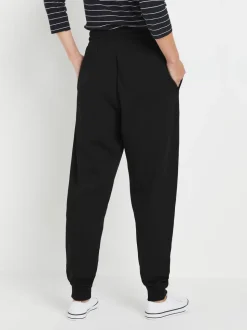 Zwart - M&Co joggingbroek met boorden en trekkoord
