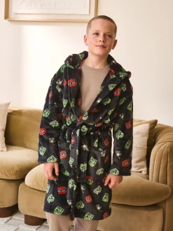 Zwart - Minecraft fleece badjas (5-16jaar)