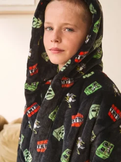 Zwart - Minecraft fleece badjas (5-16jaar)
