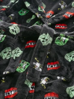 Zwart - Minecraft fleece badjas (5-16jaar)
