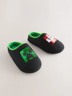 Zwart - Minecraft Flippy Sequin Slipper Mules