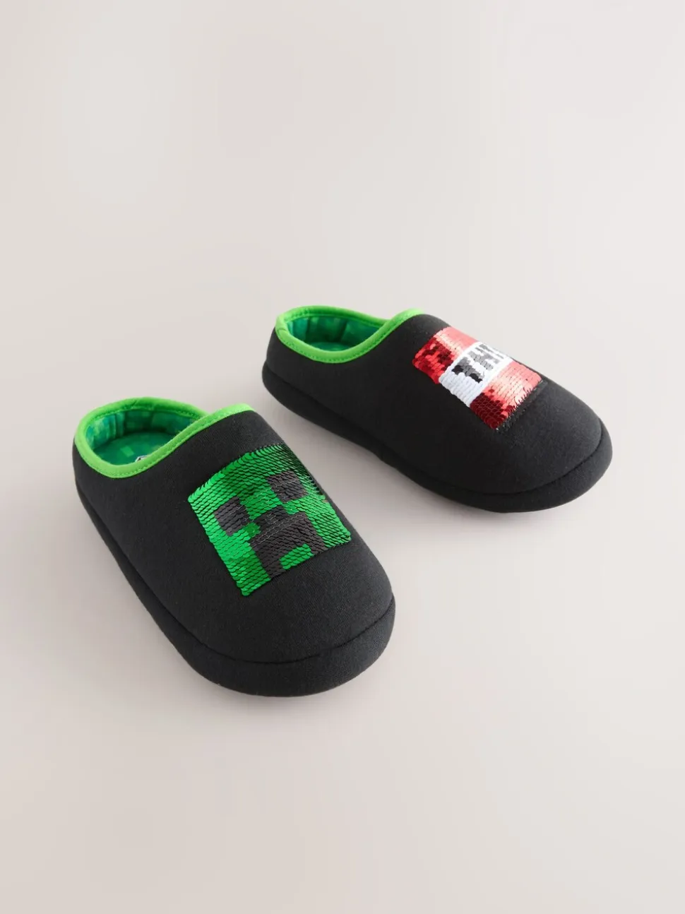 Zwart - Minecraft Flippy Sequin Slipper Mules