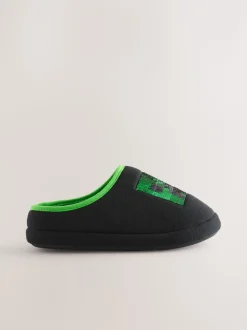 Zwart - Minecraft Flippy Sequin Slipper Mules