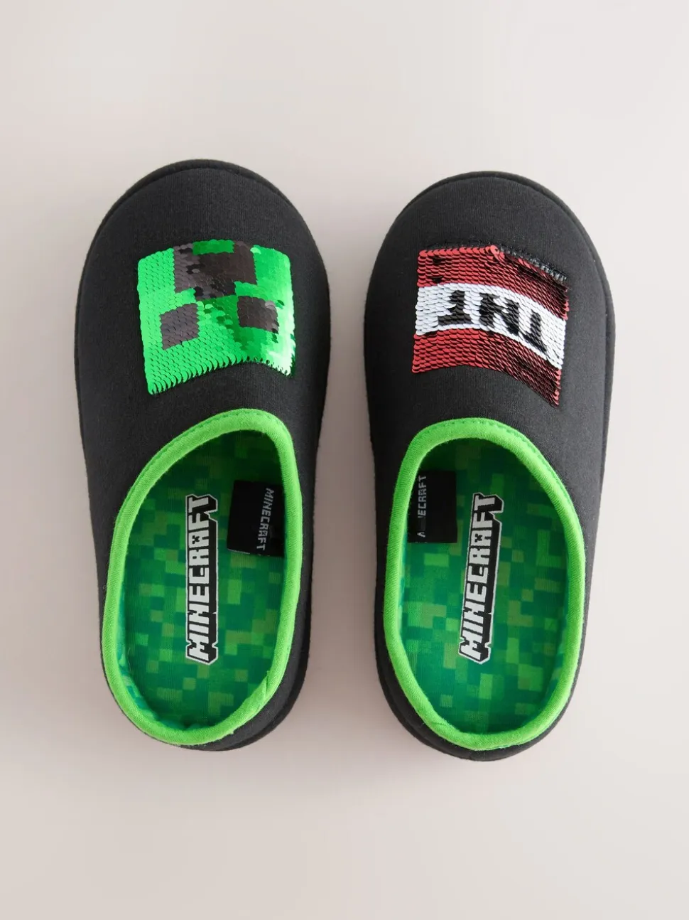 Zwart - Minecraft Flippy Sequin Slipper Mules