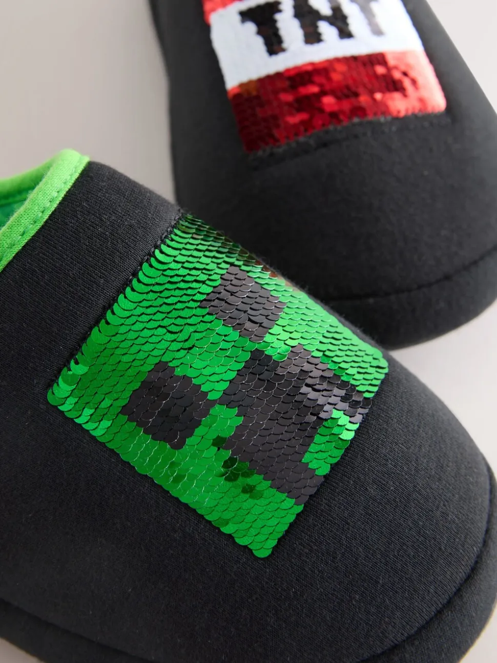 Zwart - Minecraft Flippy Sequin Slipper Mules