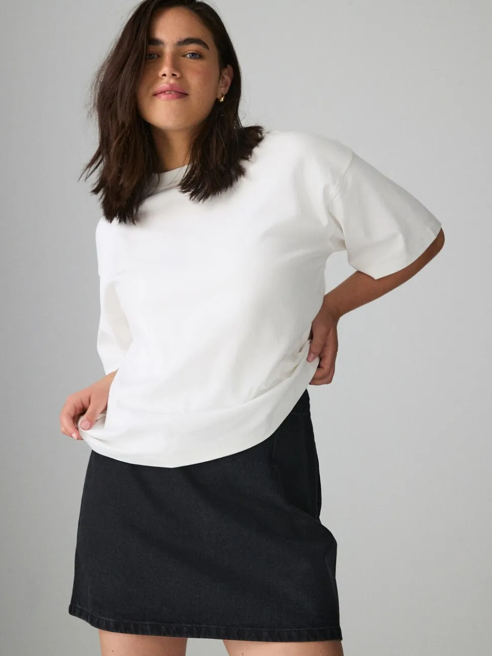Zwart - Mini denim rok met zandloper model