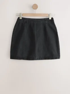 Zwart - Mini denim rok met zandloper model