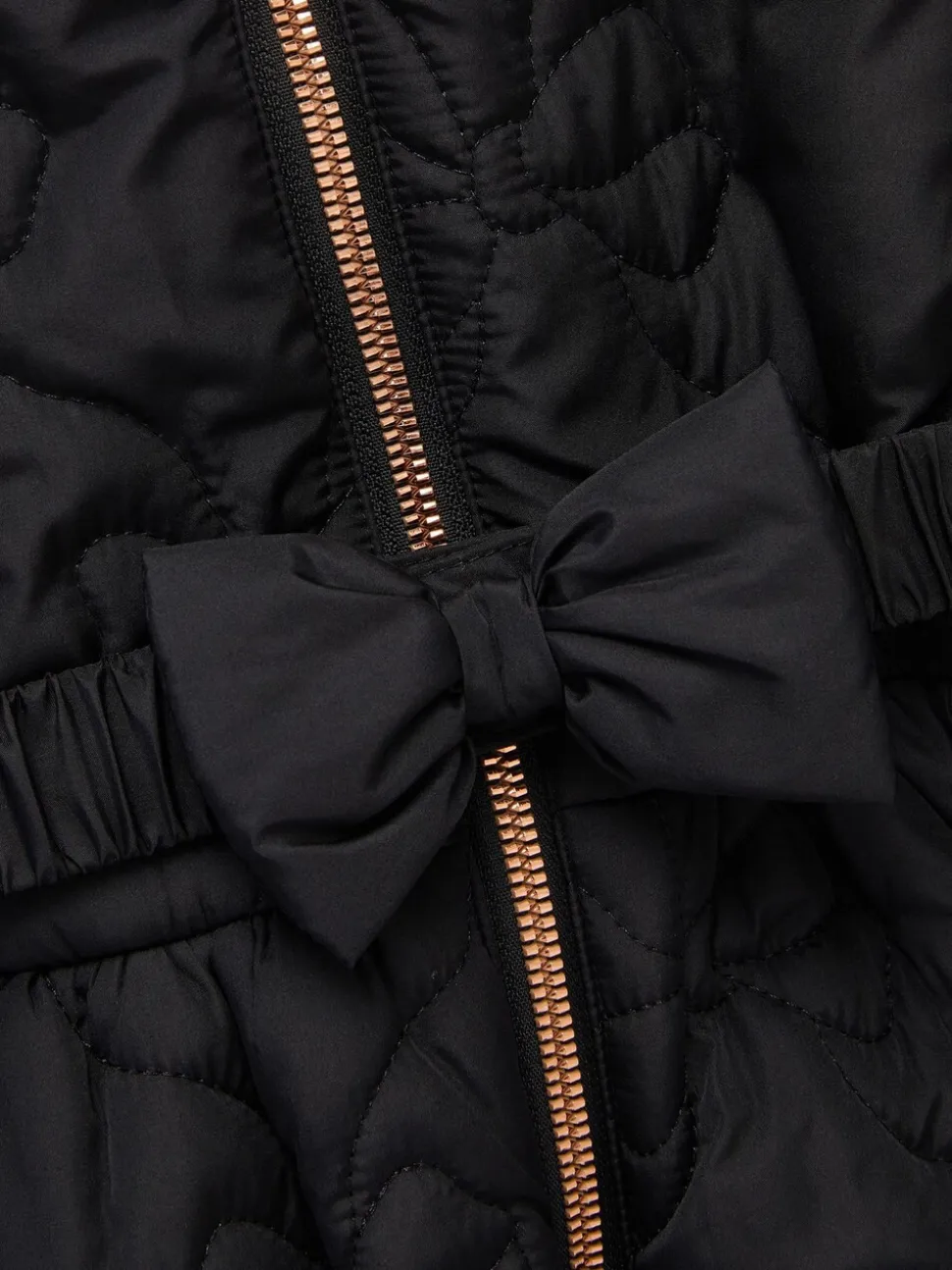 Zwart - Monsoon Faux Fur Hooded Bow Quilted Coat