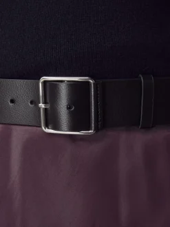 Zwart - N. Premium brede leren riem, Made in Italy