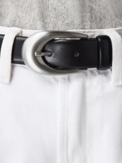 Zwart - N. Premium Made In Italië Plus-maten leren riem met gesp