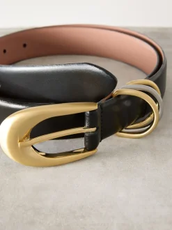 Zwart - N. Premium Made in Italië leren riem met meerdere ringen