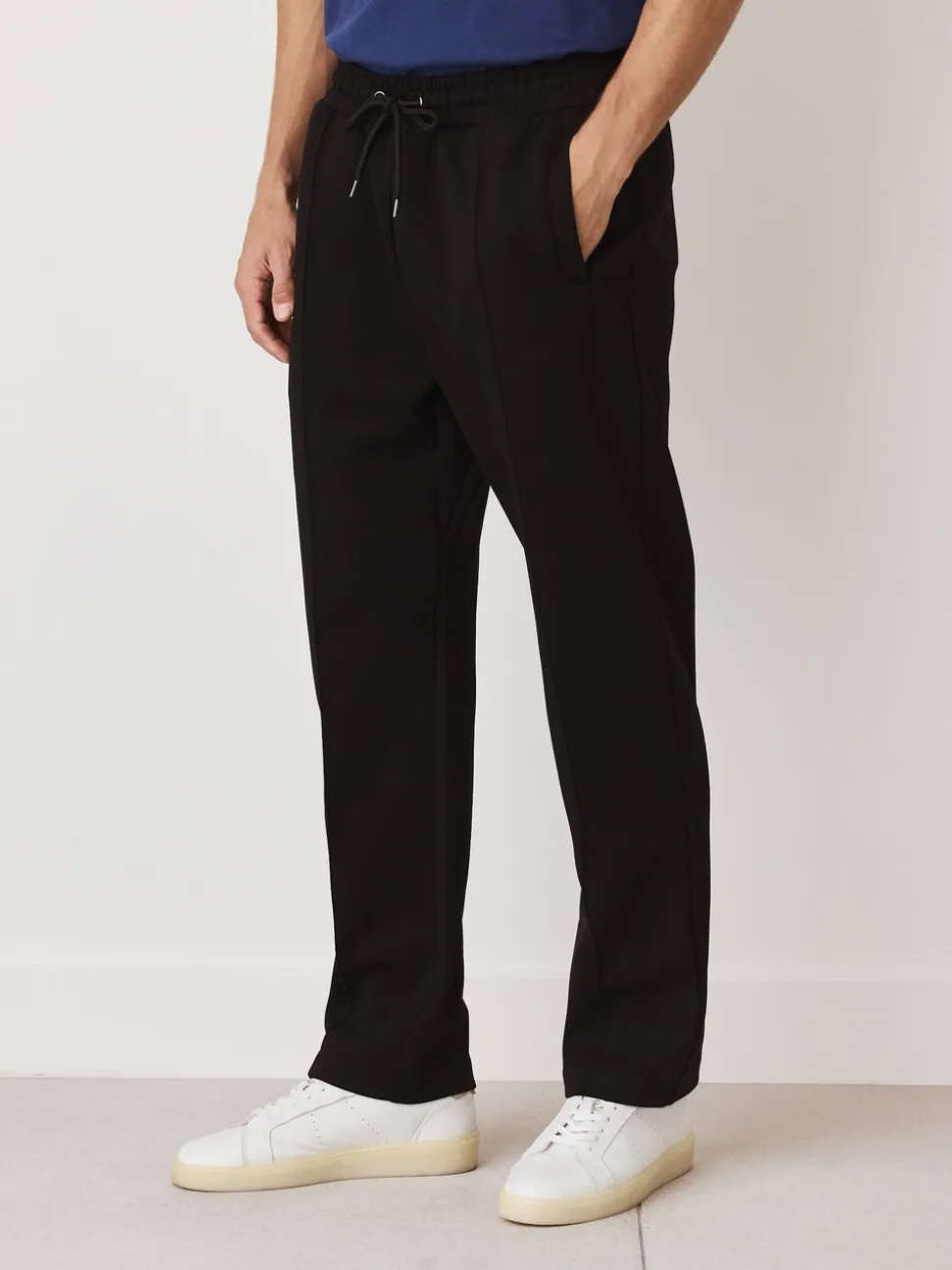 Zwart - N. Premium Soft Touch Scuba Slim Fit Open Joggers