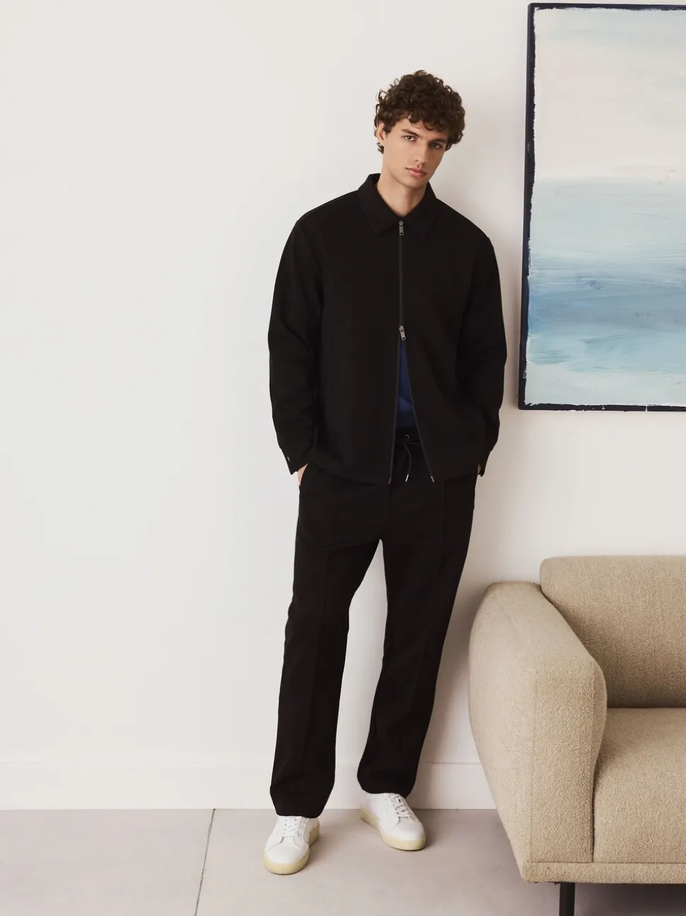 Zwart - N. Premium Soft Touch Scuba Slim Fit Open Joggers