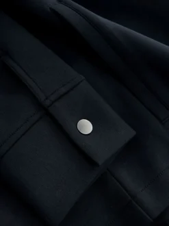 Zwart - N. Premium Soft Touch Scuba Zip Through Shacket