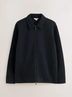 Zwart - N. Premium Soft Touch Scuba Zip Through Shacket