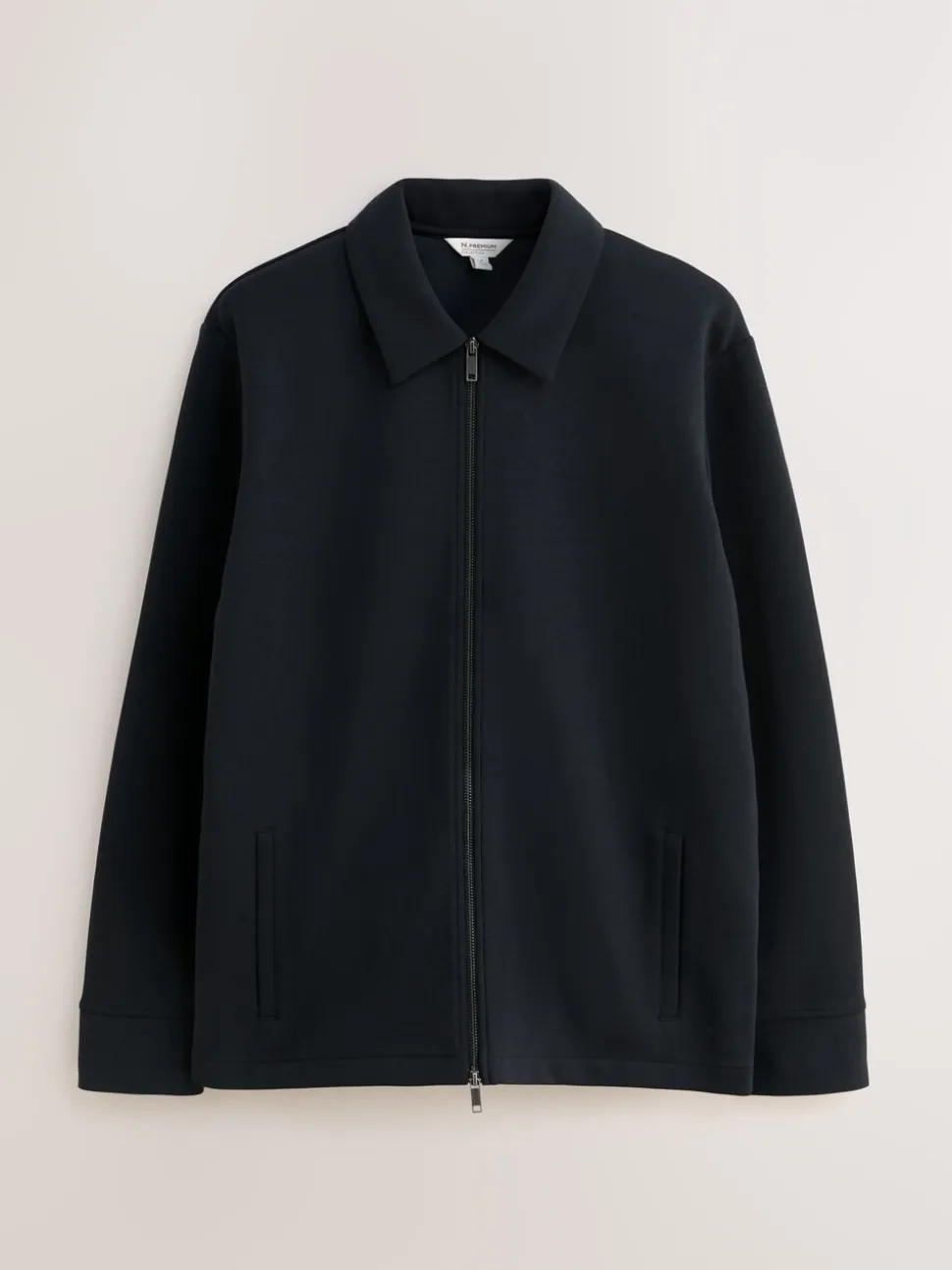 Zwart - N. Premium Soft Touch Scuba Zip Through Shacket