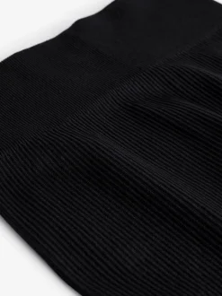 Zwart - Naadloze geribbelde leggings met hoge taille (3-16jaar)