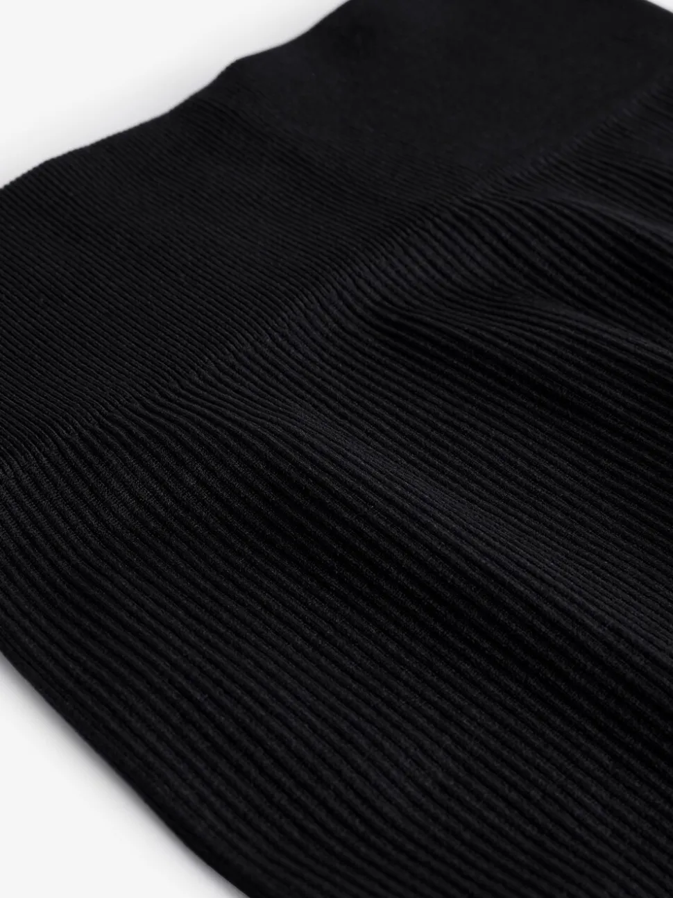 Zwart - Naadloze geribbelde leggings met hoge taille (3-16jaar)