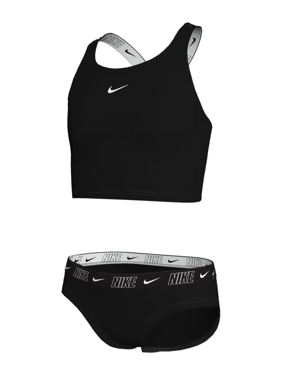 Zwart - Nike bikiniset met gekruiste bandjes en logobies