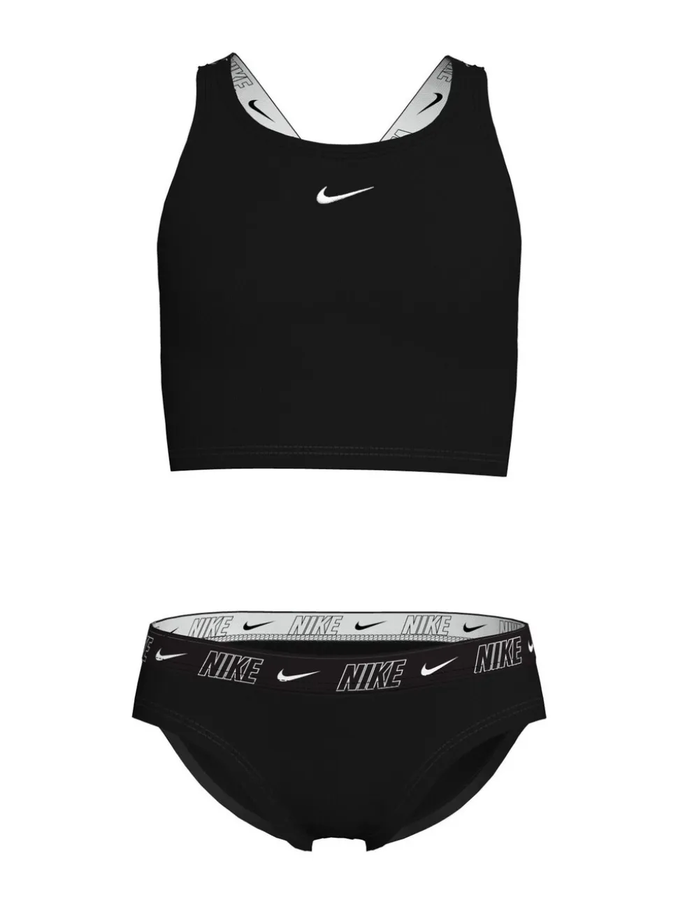 Zwart - Nike bikiniset met gekruiste bandjes en logobies