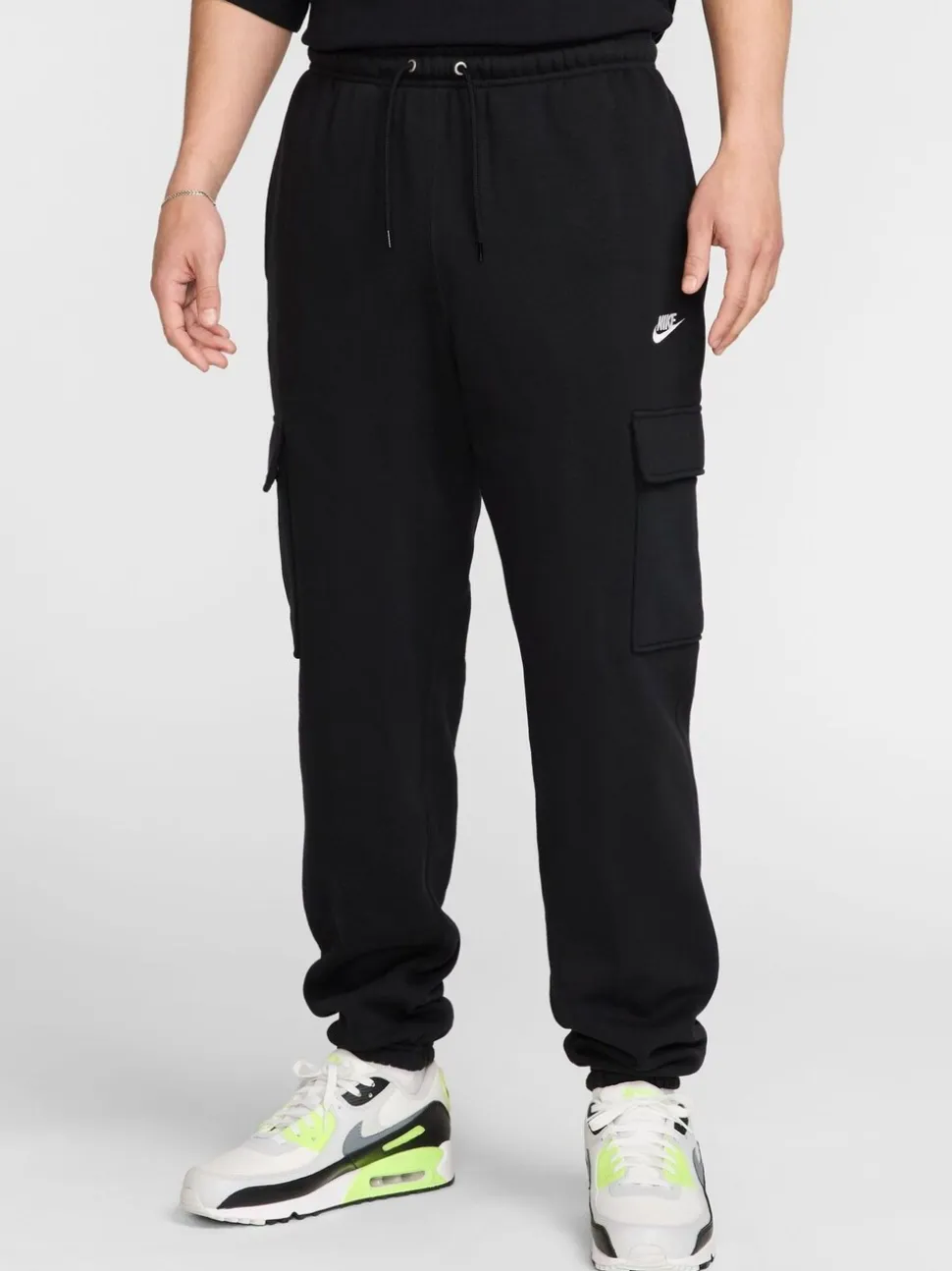Zwart - Nike Club cargojoggingbroek van fleece
