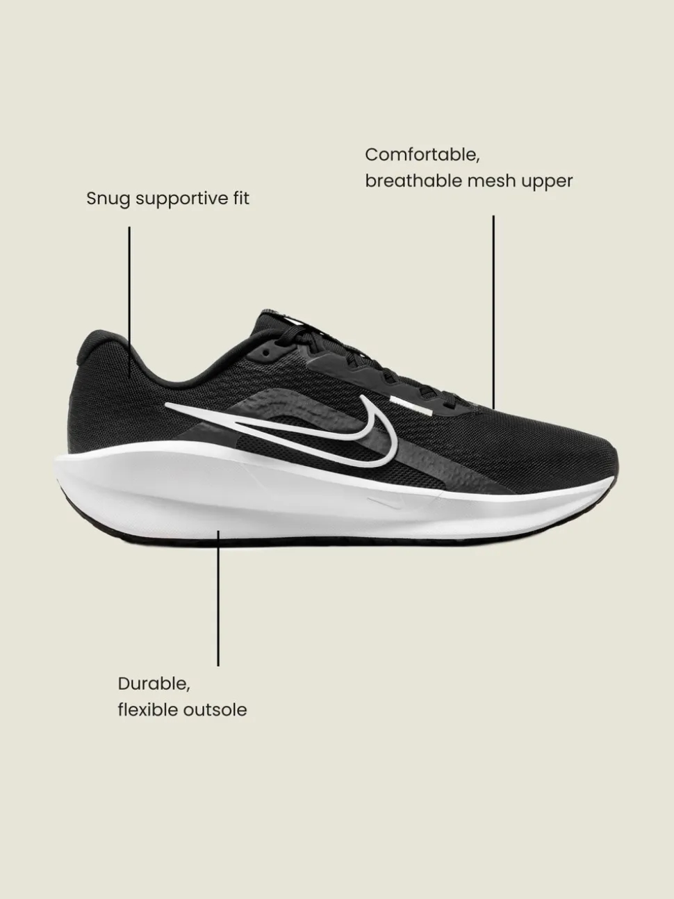 Zwart - Nike Downshifter 13 Road hardloopsneakers