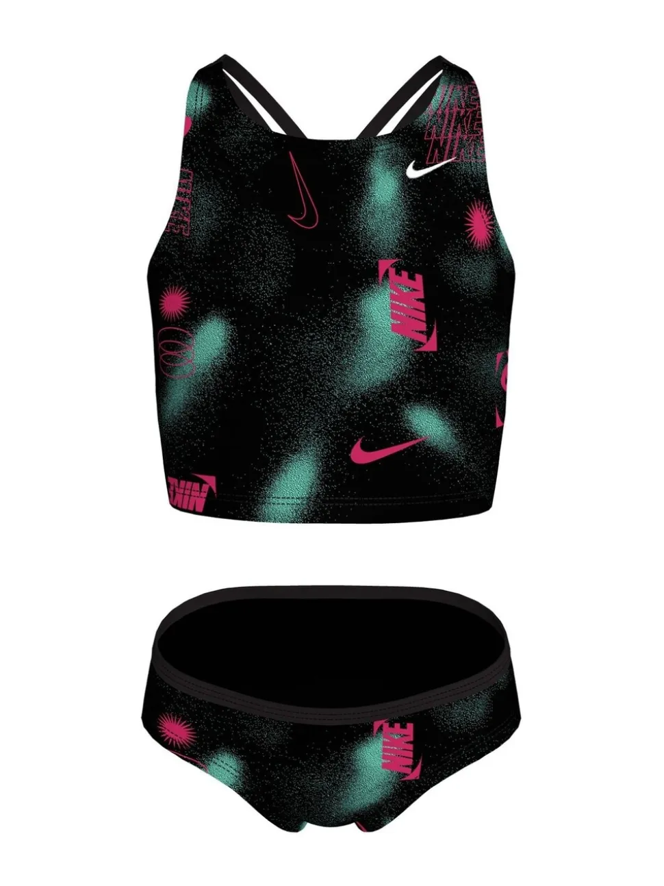 Zwart - Nike Merk Blast Spiderback Midkini Bikini Set