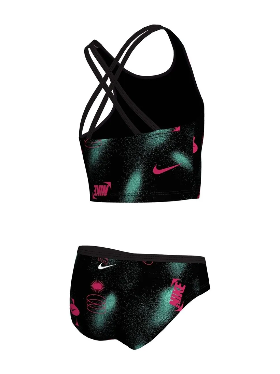 Zwart - Nike Merk Blast Spiderback Midkini Bikini Set