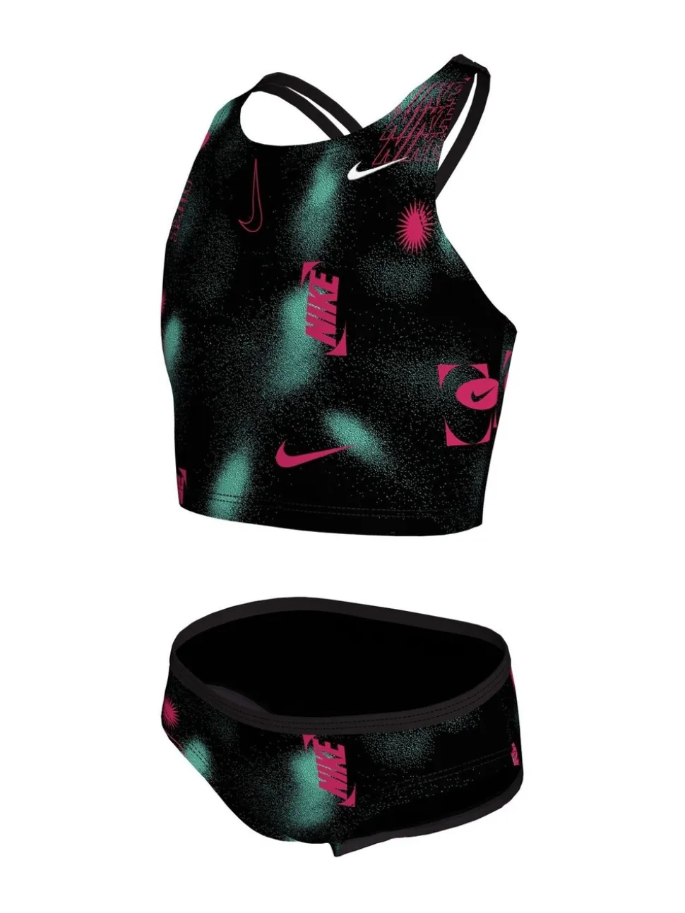 Zwart - Nike Merk Blast Spiderback Midkini Bikini Set
