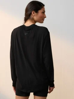 Zwart - Nike One Relaxed Dri-FIT top met lange mouwen
