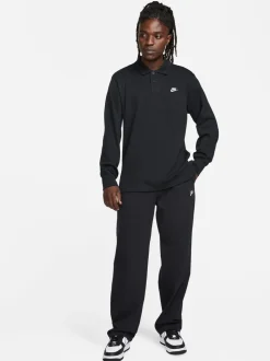 Zwart - Nike Sportkleding Club gebreide joggingbroek met open zoom van 100% katoen