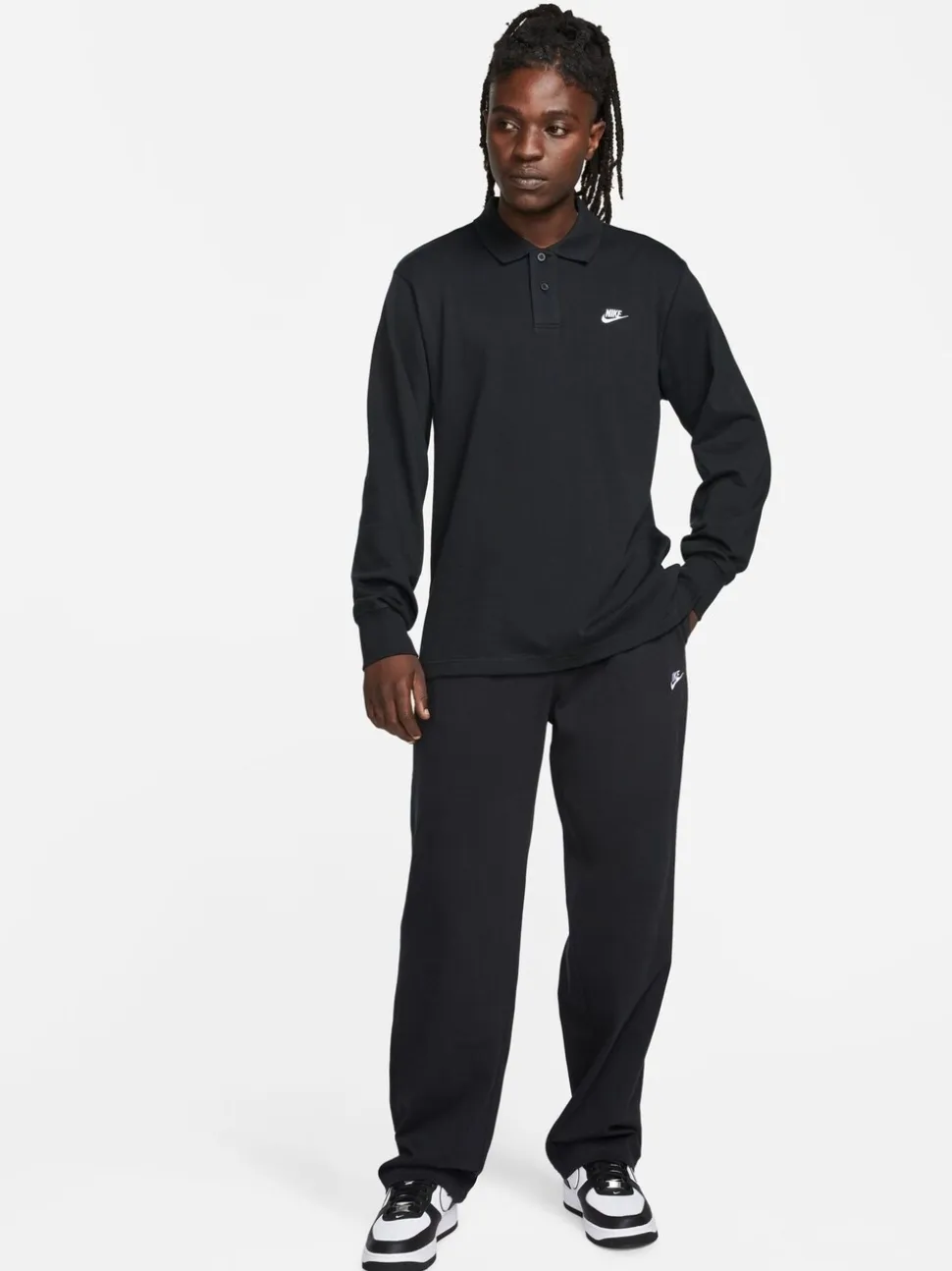 Zwart - Nike Sportkleding Club gebreide joggingbroek met open zoom van 100% katoen