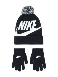 Zwart - Nike Swoosh Pom Beanie and Glove Set