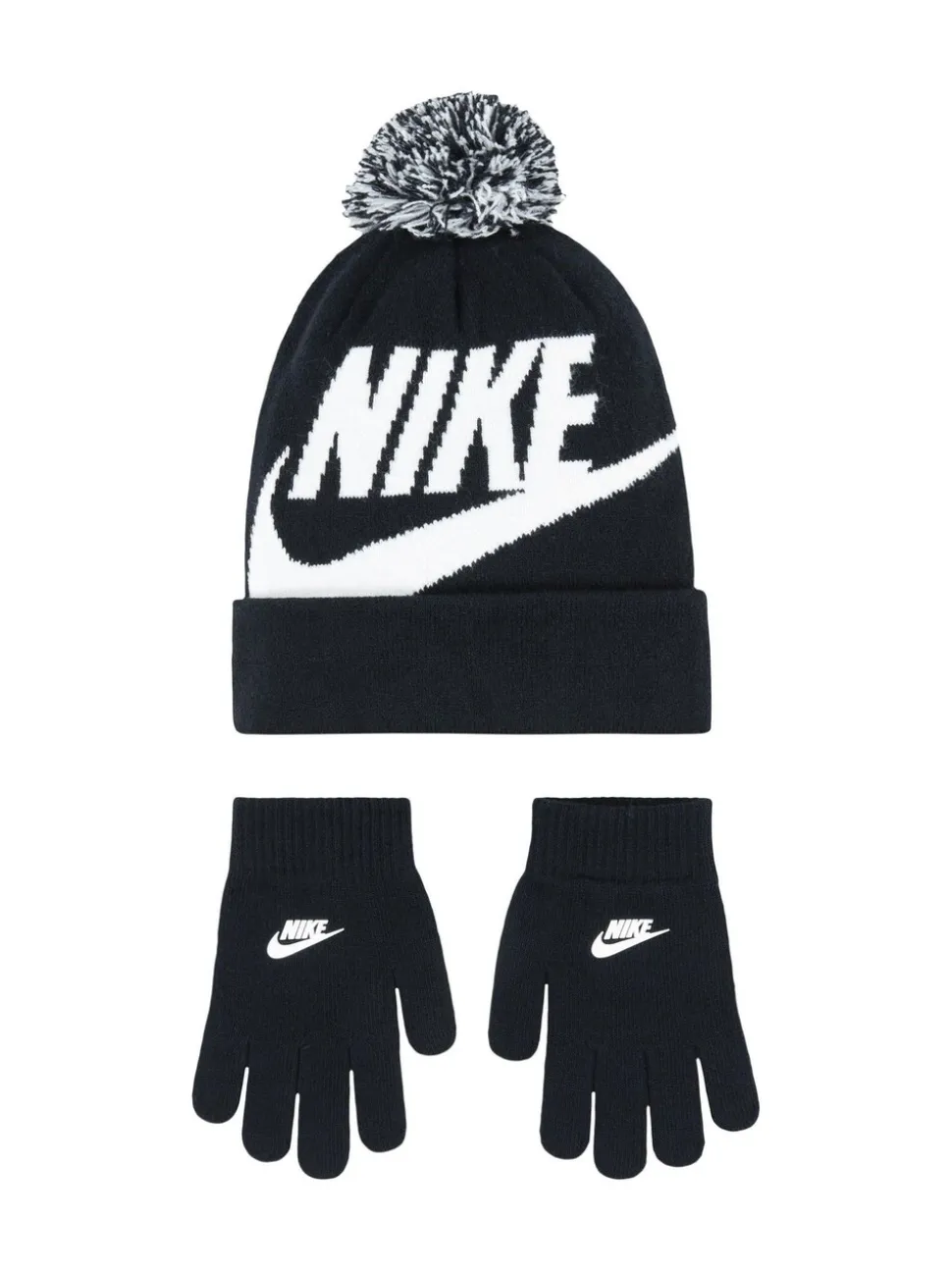 Zwart - Nike Swoosh Pom Beanie and Glove Set