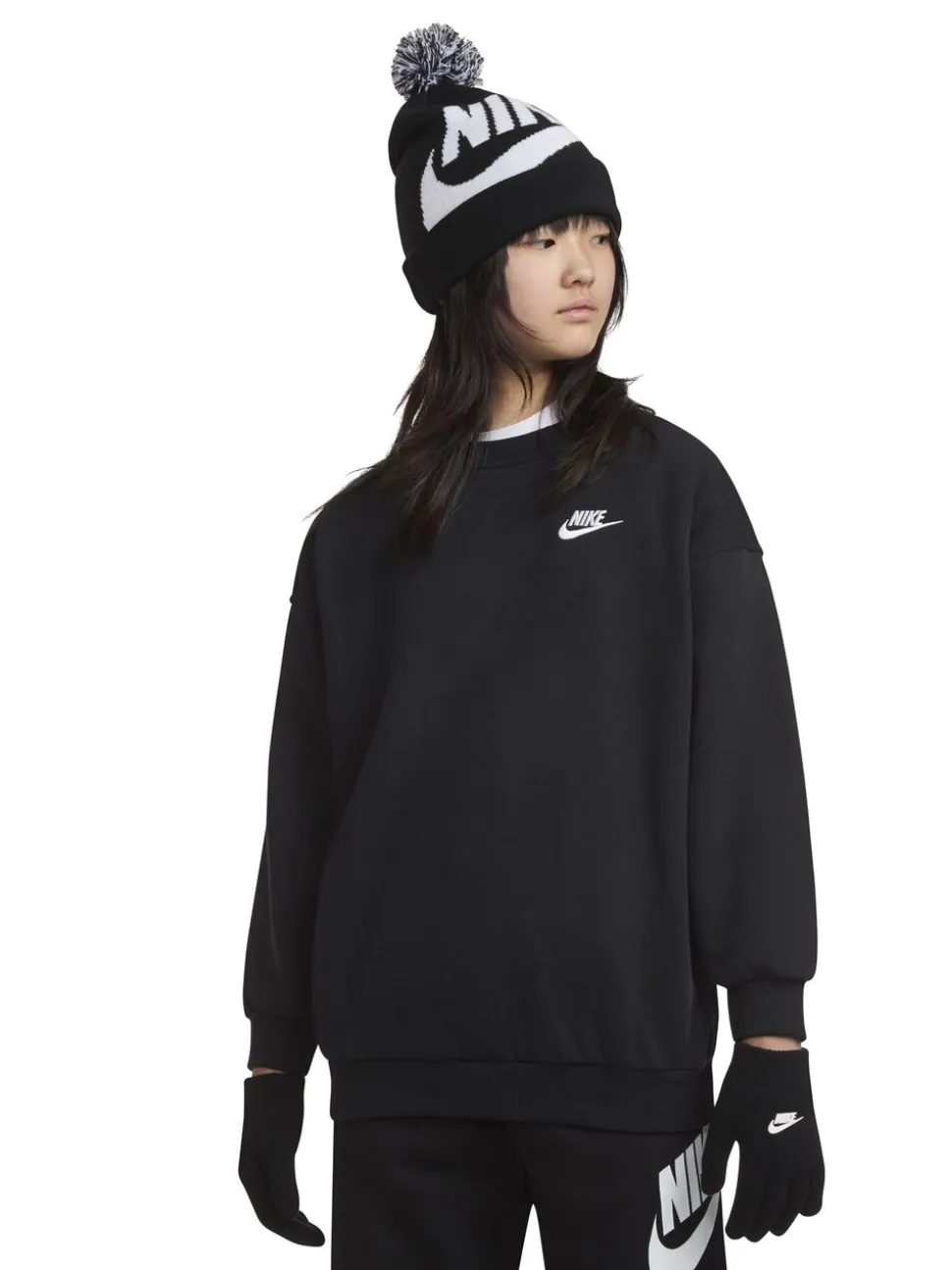 Zwart - Nike Swoosh Pom Beanie and Glove Set