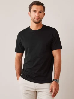 Zwart - Normale Pasvorm - Essentieel katoenen T-shirt met ronde hals
