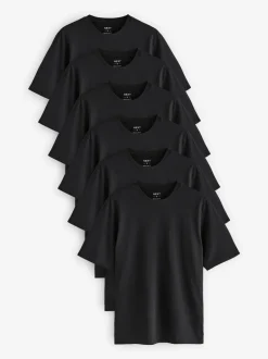 Zwart - Normale Pasvorm - Essential katoenen T-shirts verpakking van 6
