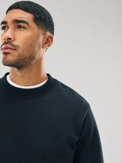 Zwart - Normale Pasvorm - Heavyweight Cotton Rich Crew Neck Sweatshirt