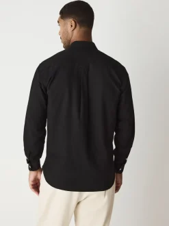 Zwart - Normale Pasvorm - Oxford-hemd met lange mouwen