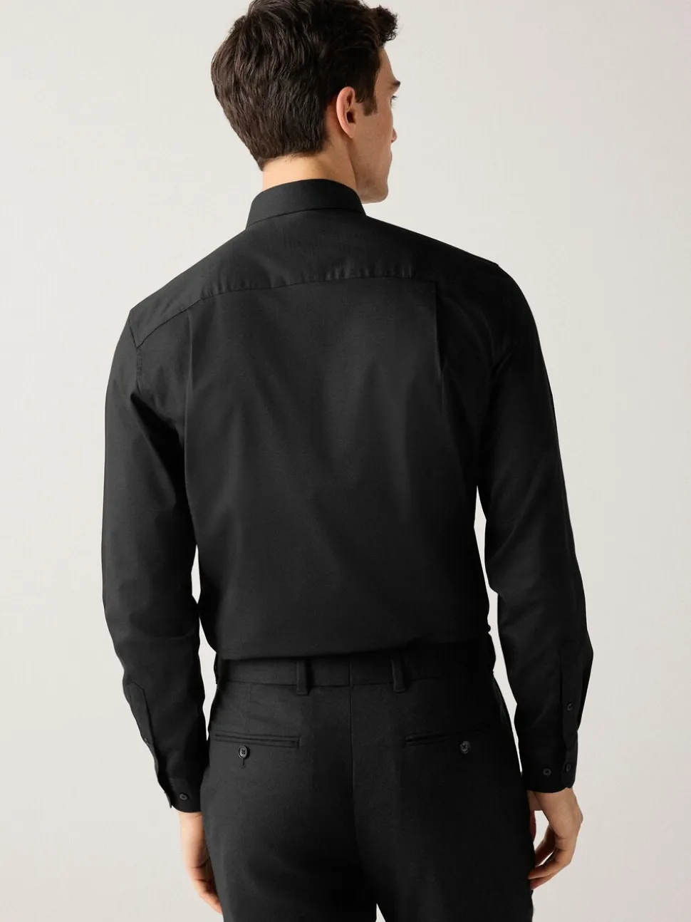 Zwart - Normale Pasvorm - Onderhoudsvriendelijk, getextureerd, slim fit overhemd met enkele manchet