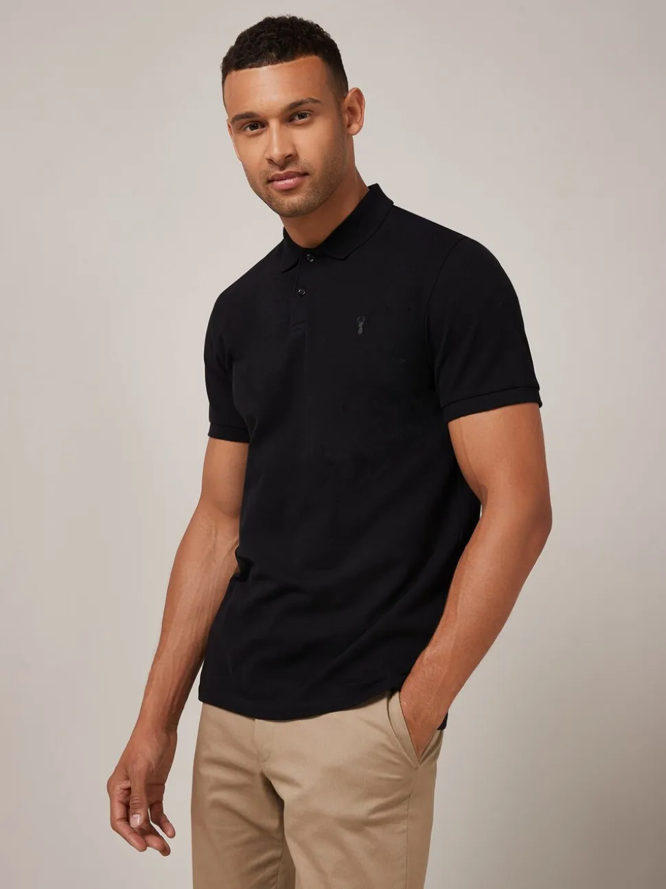 Zwart - Normale Pasvorm - Piqué poloshirt met korte mouwen