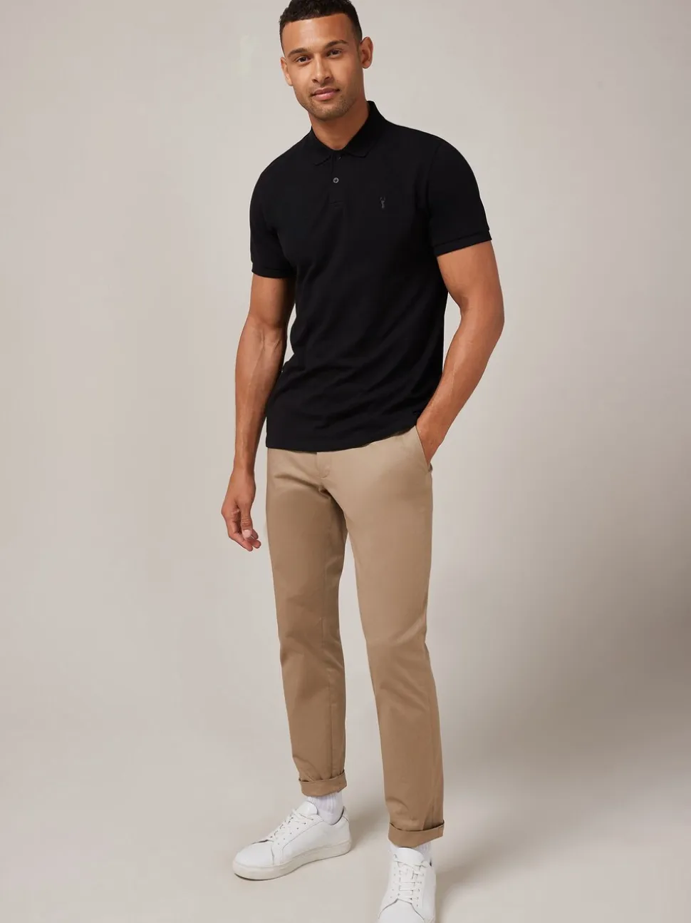 Zwart - Normale Pasvorm - Piqué poloshirt met korte mouwen