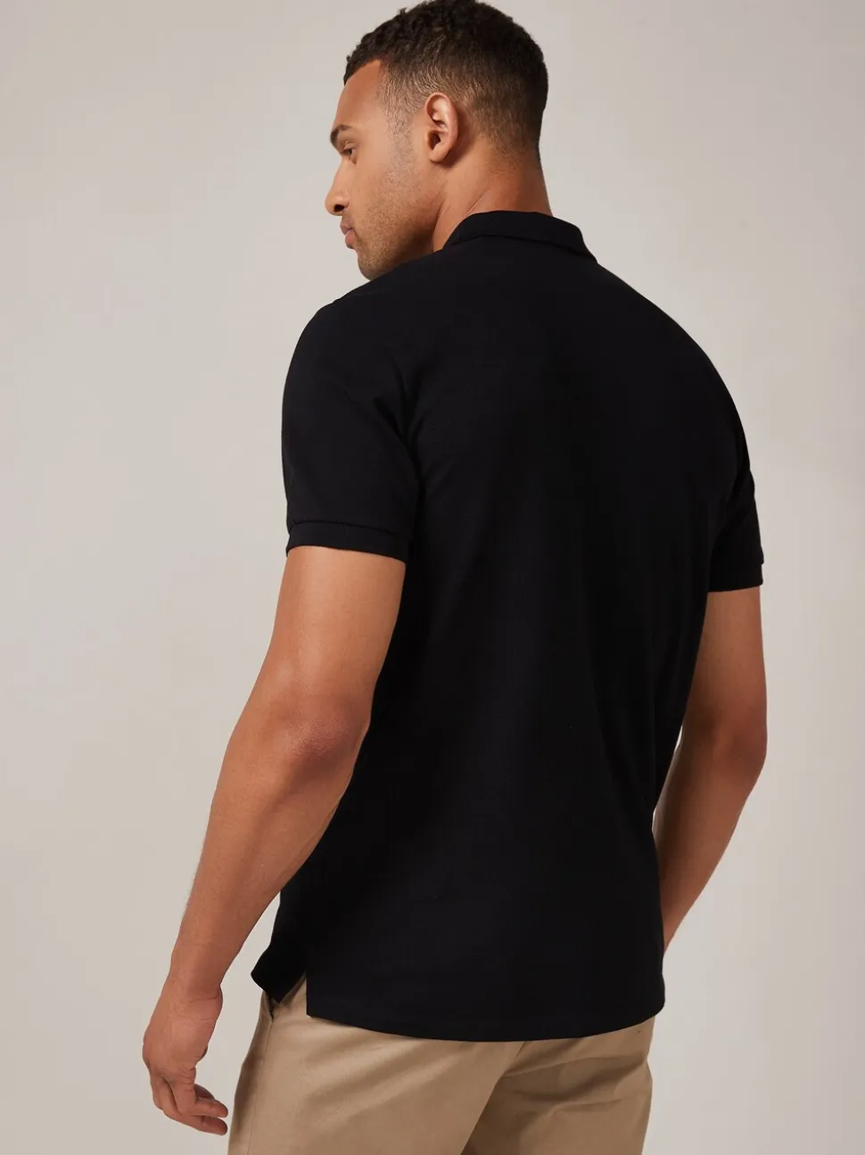 Zwart - Normale Pasvorm - Piqué poloshirt met korte mouwen