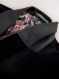 Zwart - Normale Pasvorm - Signature Pontoglio Italiaanse fluwelen blazer met sjaalkraag