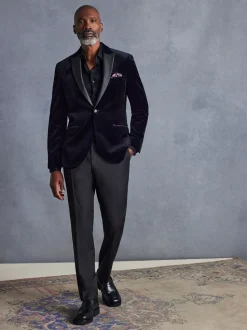 Zwart - Normale Pasvorm - Signature Pontoglio Italiaanse fluwelen blazer