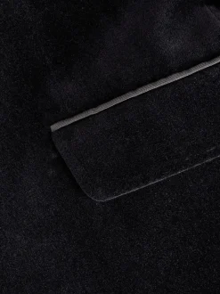 Zwart - Normale Pasvorm - Signature Pontoglio Italiaanse fluwelen blazer
