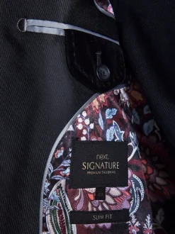 Zwart - Normale Pasvorm - Signature Pontoglio Italiaanse fluwelen blazer