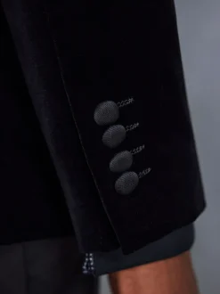 Zwart - Normale Pasvorm - Signature Pontoglio Italiaanse fluwelen blazer