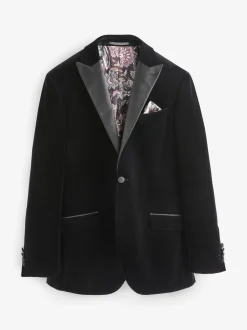 Zwart - Normale Pasvorm - Signature Pontoglio Italiaanse fluwelen blazer